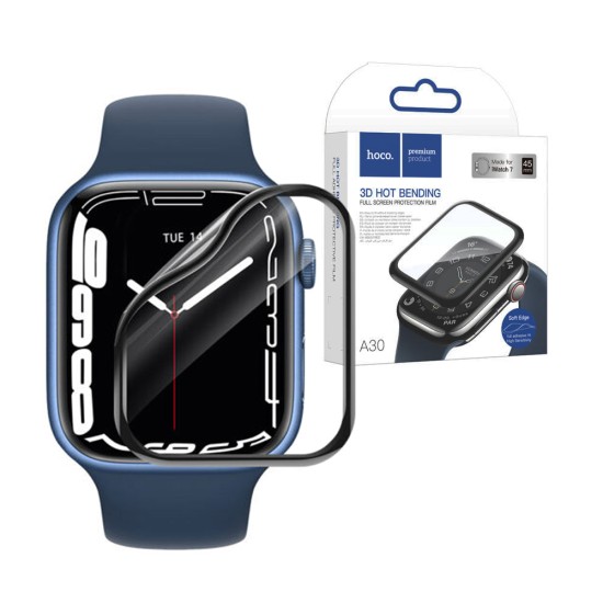 Protetor de Vidro Temperado de Tela Cheia 3D Hoco A30 para iWatch Series7 (45 mm) Preto